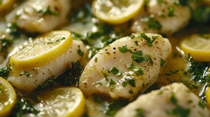 Fresh Fish Fillets with Lemon and Herbs in a Delicious Dish