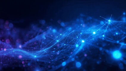 Futuristic artificial intelligence concept with glowing neural network and digital data streams in sleek modern design