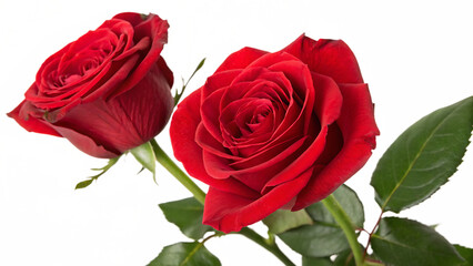 Fototapeta premium Roses double red isolated on white background PNG. AI GENERATED.