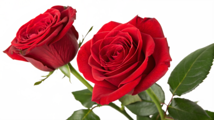 Roses double red isolated on white background PNG. AI GENERATED.