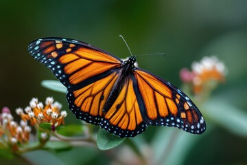 Monarch Butterfly on Flower, Tropical Garden