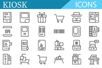 Simple Icons of Retail Kiosks, Payment Systems, and Self-Checkout Machines