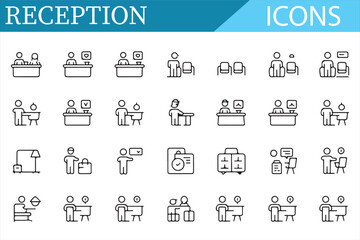 Business Receptionist Icons for Workspace and Office Designs