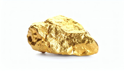 Obraz premium Gold Nugget Isolated on White Background for Precious Metal and Jewelry Photography