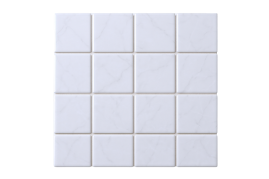 Seamless Pattern of White Marble Square Tiles with Subtle Veining, Ideal for Interior Design and Surface Textures