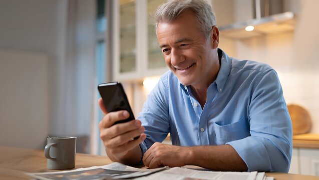 senior man using digital tablet