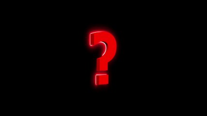 Neon Question mark icon with black back ground. Animated neon glowing questions mark on black background ,Question Mark Icon isolated .Asking sign - Powered by Adobe