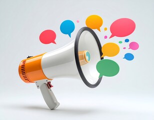 Megaphone with colorful speech bubbles (3)