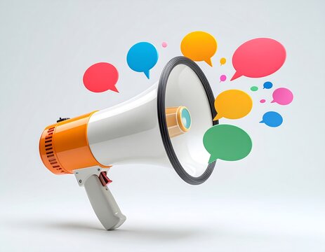 Megaphone with colorful speech bubbles (3)