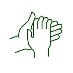 Obraz premium Team of people holding hands, a vector illustration of human fingers and palms as a symbol of love, help, and business concepts