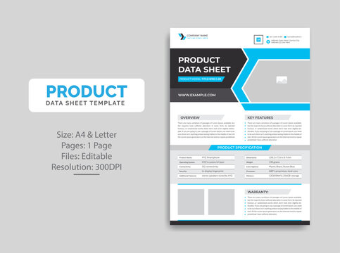 Product Data Sheet template design