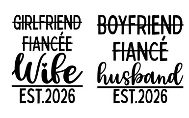 Couple Silhouette Boyfriend Fianc Husband Girlfriend Fianc e Wife Established 2026 Silhouette