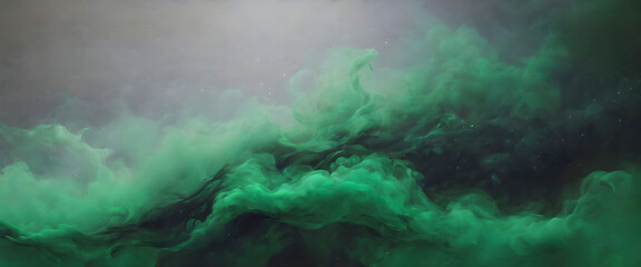 Abstract green smoke art. Swirling emerald and teal hues create a dramatic, ethereal atmosphere.