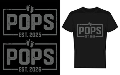 Father s Day Design Featuring Pops Est 2025 and Pops Est 2026 with a Grandpa Silhouette Perfect for Celebrating Grandfathers on Father s Day silhouette
