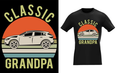 Funny Grandpa Classic Car Graphic Vintage Retro