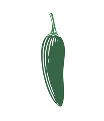 Original hand-drawn illustration of a spicy serrano pepper in a minimalist style. Illustrations for posters, cards, and graphic design.