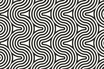 Fototapeta premium Organic Wavy Line Minimal Abstract Pattern in Black and White Seamless Design