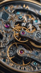 Intricate Clockwork Mechanism Close-Up, Workshop Background