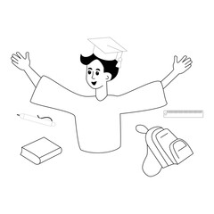 Education vector illustrations, school children scenes. Studying, exams, homework, academic life, classroom activities collection. Students reading, writing, doing science, math. Back to school