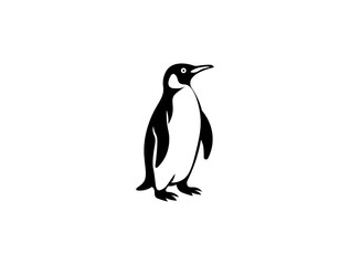 Cartoon penguin with emotions on isolated background. Vector illustration.