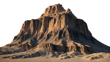 Dramatic desert mountain landscape with sunlit cliffs and textured terrain, nature