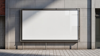 Fototapeta premium Horizontal outdoor billboard mockup on concrete wall with blank advertising space