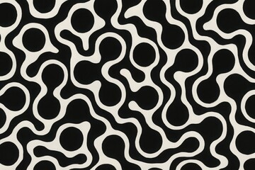 Obraz premium Retro Organic Line Geometric Minimal Pattern, Black and White Seamless Background