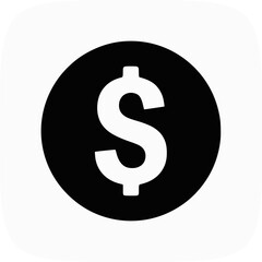 Naklejka premium A simple bold black and white graphic design featuring a white dollar sign inside a black circle with rounded white corners
