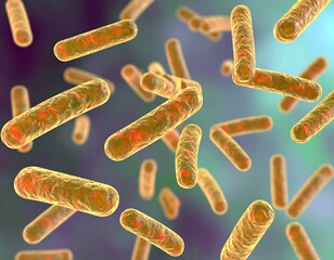 Microbiological image of rod-shaped bacteria