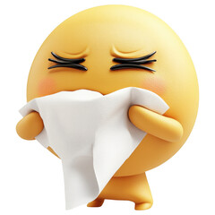 Tearful Emoji : A tender and relatable emoji shows a feeling of sadness while embracing its white tissue paper. An emotional representation of the internal state of the emoji is perfectly depicted.