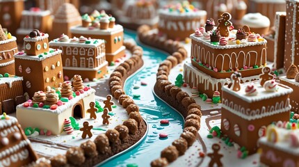 Gingerbread Wonderland Christmas Village Festive Sweet Treat Landscape