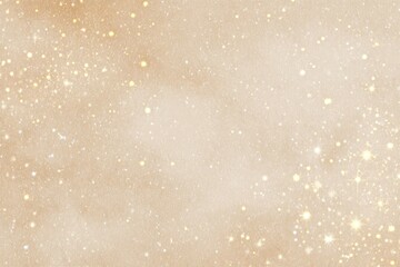 Soft, light beige background dotted with golden sparkles