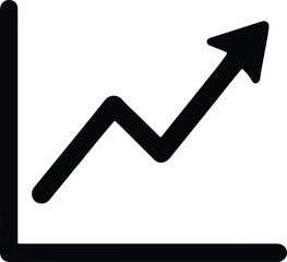 Silhouette line graph trending upwards business growth vector illustrator
