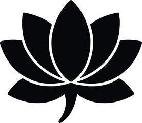 Silhouette of elegant lotus flower flat vector illustrator