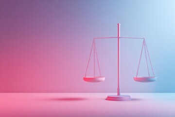 Ethical finance concept with balanced scale over soft abstract gradient.