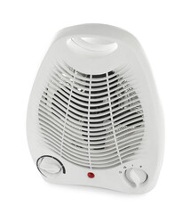 Modern electric fan heater isolated on white