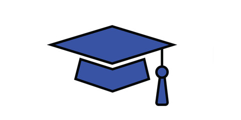 Graduation Cap Icon &ndash; Student Hat, Academic Cap, Line and Glyph Vector Illustration, Education Symbol