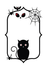 Halloween Frame Vector with Spooky Icons and Jack-o’-Lantern