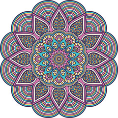 Colorful Mandala Intricate Floral Design for Meditation and Decoration