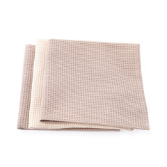 Clean stacked waffle towels isolated on white