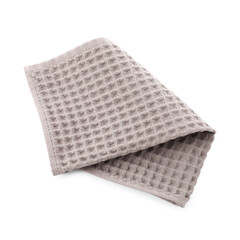 Fototapeta premium Clean brown waffle towel isolated on white, top view