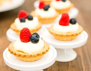 Mini tarts with creamy filling and fresh berries