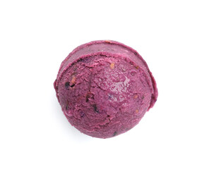 Delicious purple sorbet isolated on white, above view