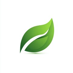 Obraz premium Green leaf logo design, white background, eco-friendly symbol, website icon