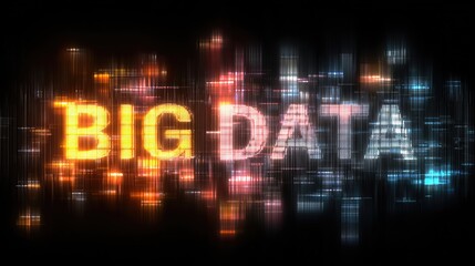 A vibrant digital illustration of “Big Data” shows colorful blocks and glowing elements, symbolizing modern analytics and technology.
