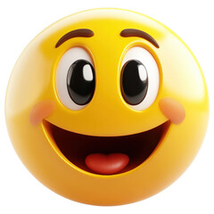 Fototapeta premium Cheerful Emoji: A vibrant, three-dimensional yellow emoji radiates happiness, its open smile and expressive eyes conveying pure joy and positivity, a universal symbol of happiness and good mood.