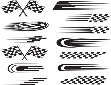 Racing Flags and Speed Graphics Design Elements for Motorsports
