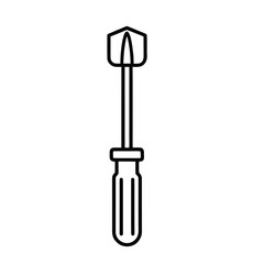 Minimalist Line Drawing of Flat-Head Screwdriver with Textured Grip Handle