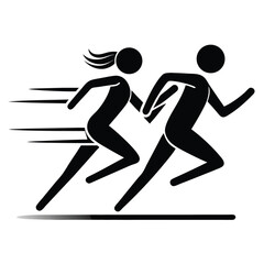 Silhouetted Figures in Motion A Dynamic Depiction of Running and Velocity with Stylized Speed Lines Conveying Swiftness