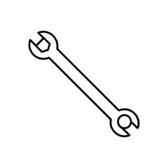 Minimalist Line Drawing of Combination Wrench with Open and Box Ends